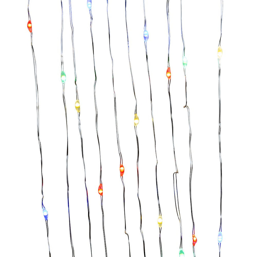 16' Battery Operated 50L Multifunction Dual Color (Multi & Warm White) Fairy LED Silver Wire Light Set + Remote In PDQ