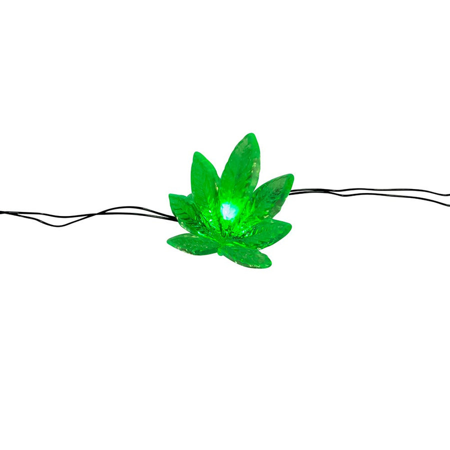 6.3' Battery Operated 20L Green LED Cannabis Fairy String Light In PDQ