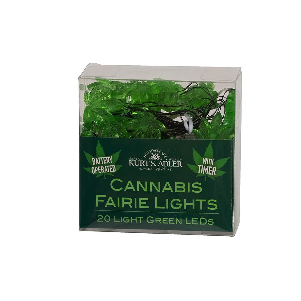 6.3' Battery Operated 20L Green LED Cannabis Fairy String Light In PDQ