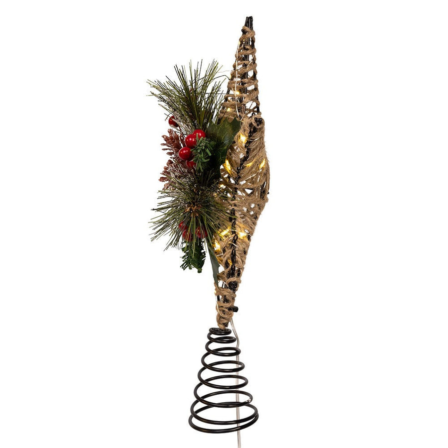 13.5" Battery Operated Lighted 6-Point Rattan Star Treetop