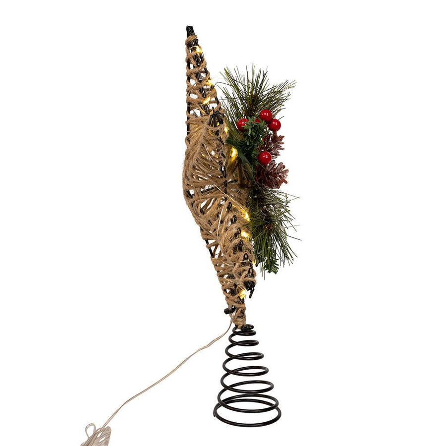 13.5" Battery Operated Lighted 6-Point Rattan Star Treetop