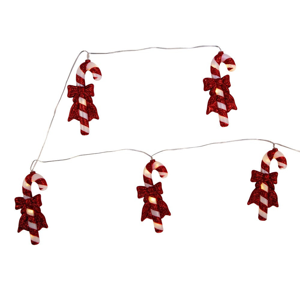 2' Battery Operated 5-Piece Candy Cane LED light Set