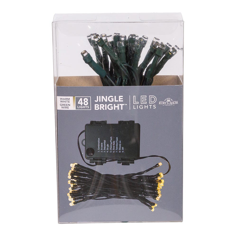 11.75' Battery Operated 48L Warm White Multifunction LED Jingle Bright™ Light Set In PDQ