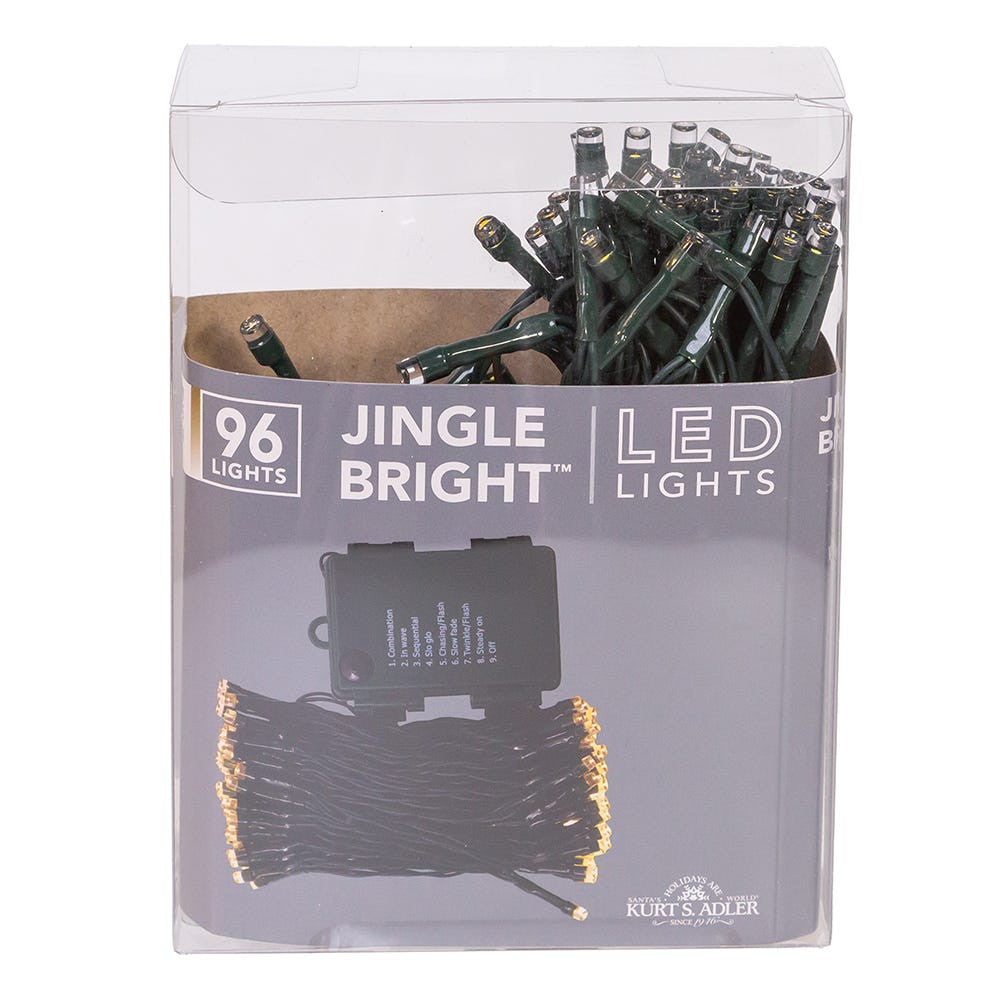 23.75' Battery Operated 96L Warm White Multifunction LED Jingle Bright™ Light Set In PDQ