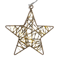 9' Battery Operated 80L Warm White Fairy LED Gold Star Light Set