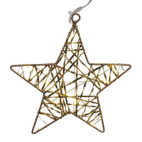 9' Battery Operated 80L Warm White Fairy LED Gold Star Light Set