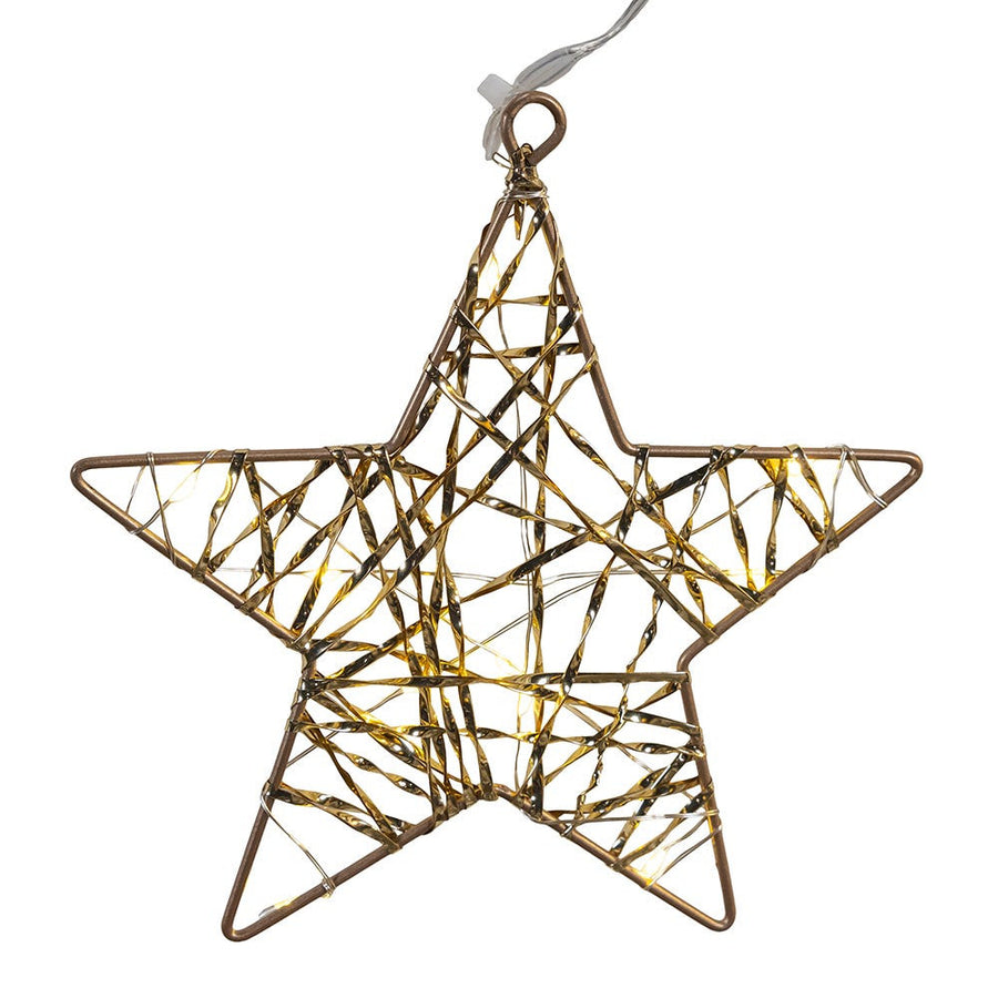 9' Battery Operated 80L Warm White Fairy LED Gold Star Light Set