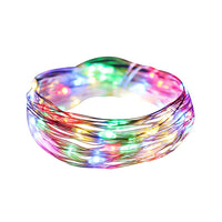 16.4' Battery Operated 50L Multifunction Multicolor Fairy LED Silver Wire Light Set + Remote In PDQ
