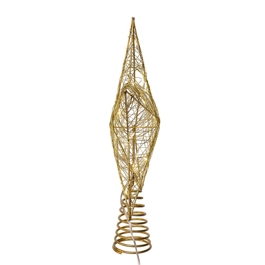 11.8" Battery Operated Warm White LED 5-Point Gold Metal Star Treetop