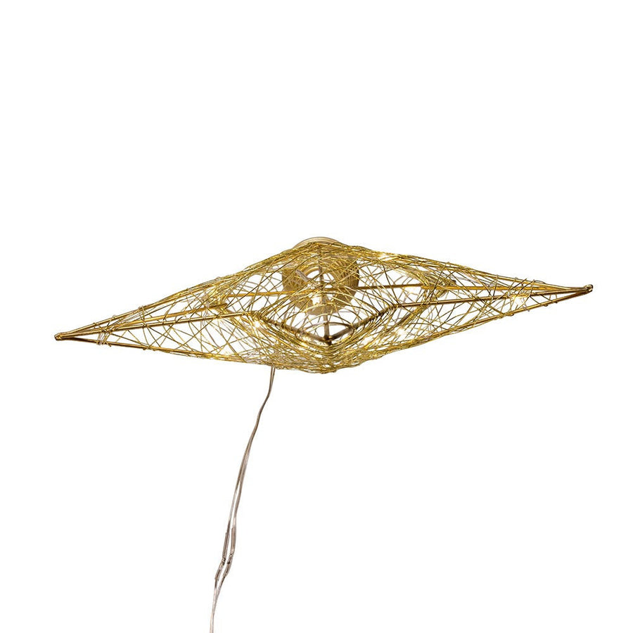 11.8" Battery Operated Warm White LED 5-Point Gold Metal Star Treetop