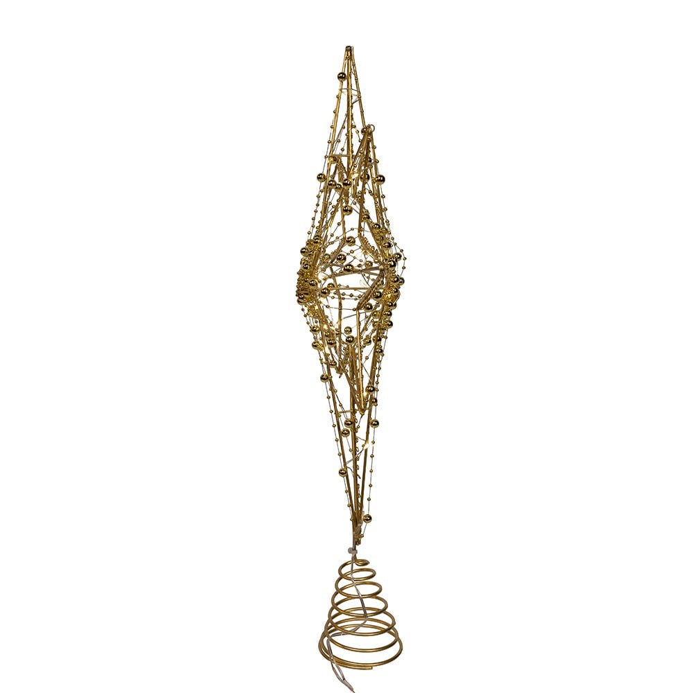 19.7" Battery Operated Warm White LED 8-Point Gold Metal Star Treetop