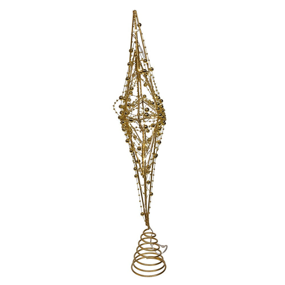 19.7" Battery Operated Warm White LED 8-Point Gold Metal Star Treetop