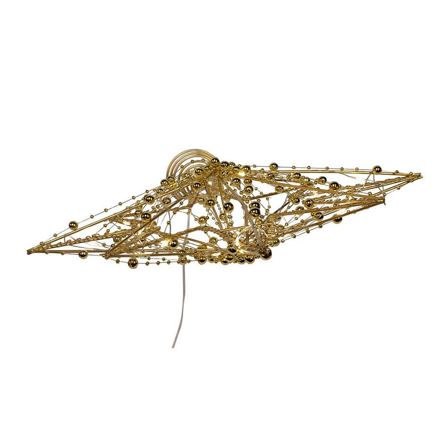 19.7" Battery Operated Warm White LED 8-Point Gold Metal Star Treetop