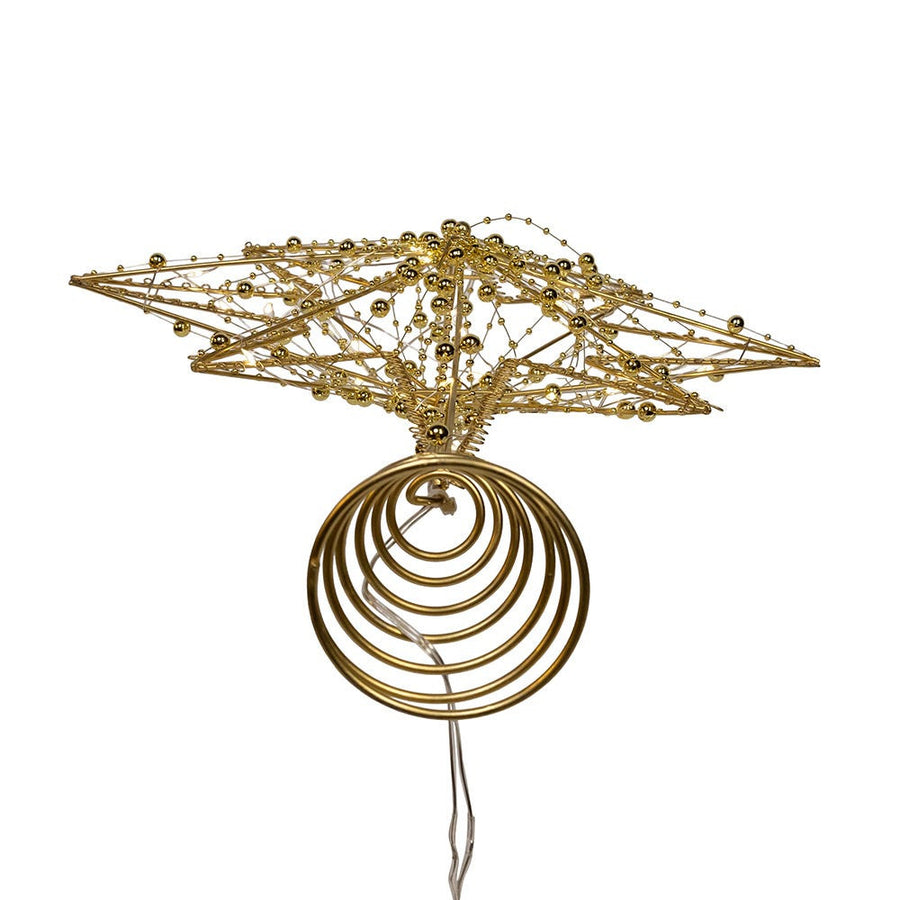 19.7" Battery Operated Warm White LED 8-Point Gold Metal Star Treetop