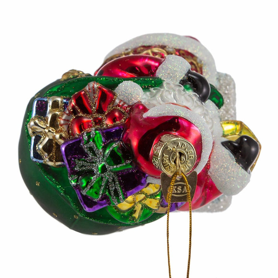 Bellissimo Glass Santa In Chimney Ornament