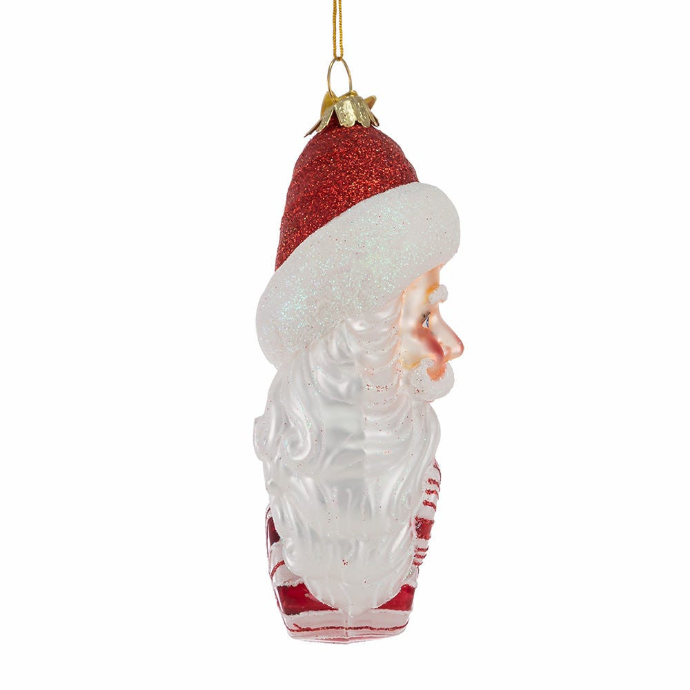 Bellissimo Glass Santa Candy Wreath Ornament