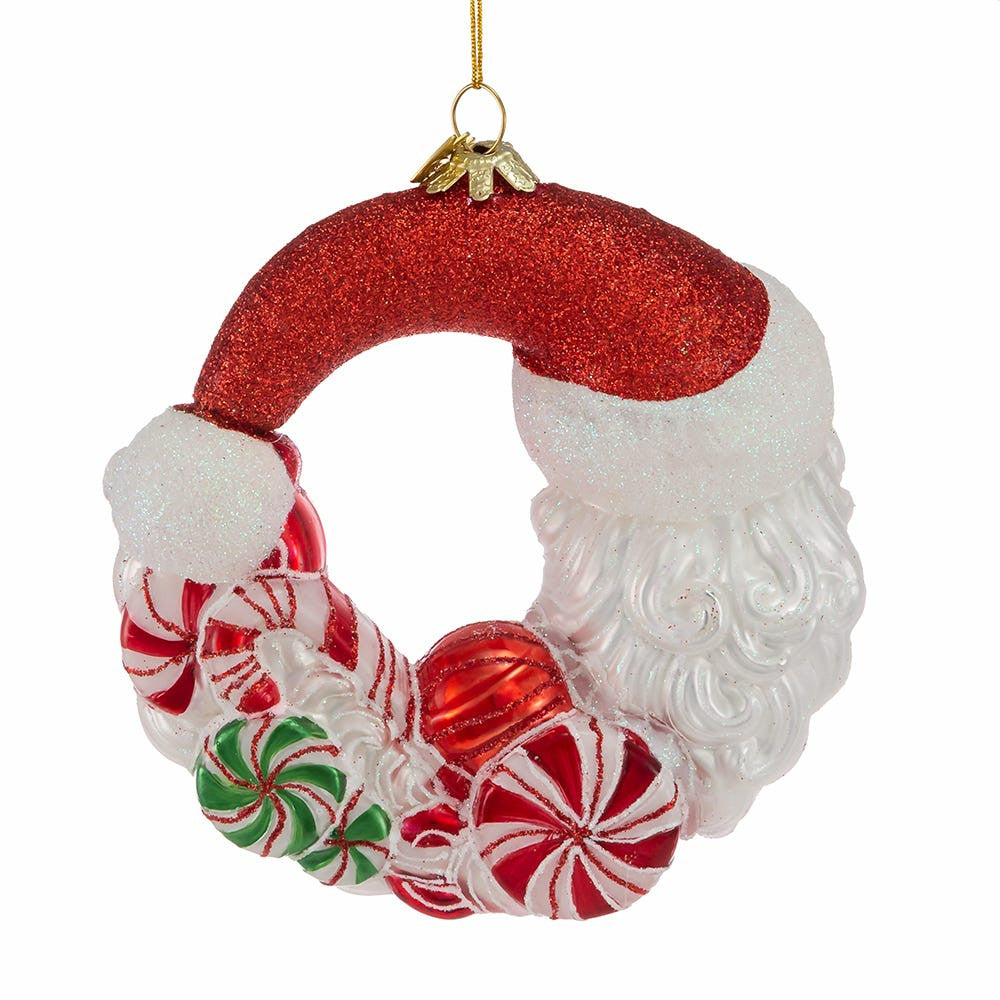 Bellissimo Glass Santa Candy Wreath Ornament