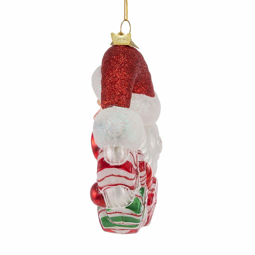 Bellissimo Glass Santa Candy Wreath Ornament