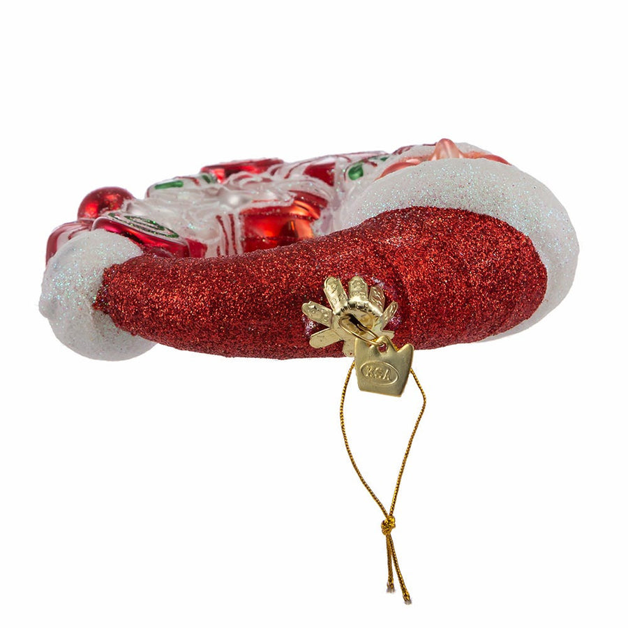 Bellissimo Glass Santa Candy Wreath Ornament