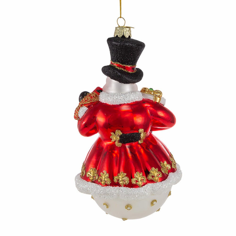 Bellissimo Glass Snowman With Top Hat Ornament