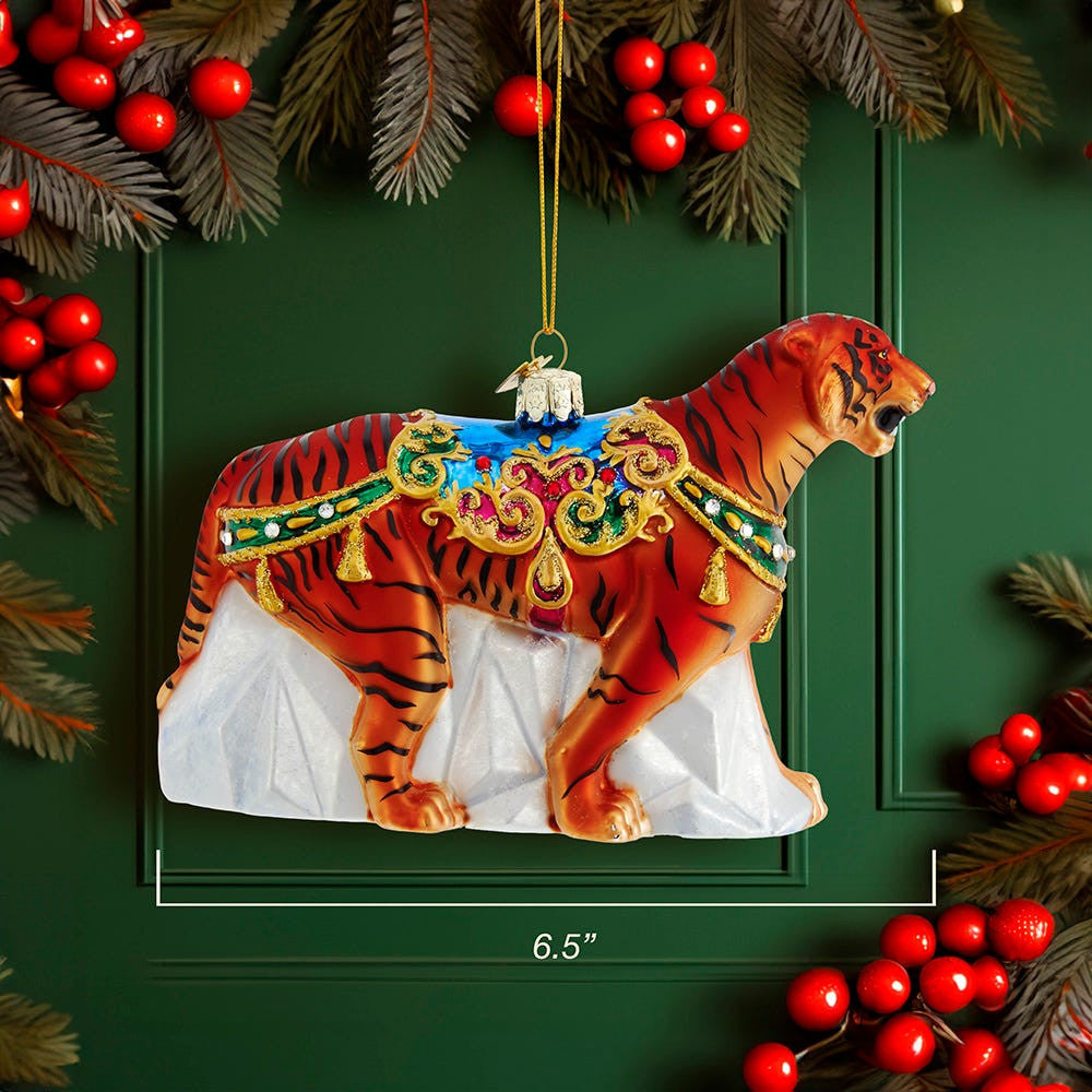 Bellissimo Glass Tiger Ornament