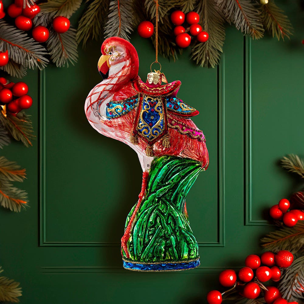 Bellissimo Glass Flamingo Ornament