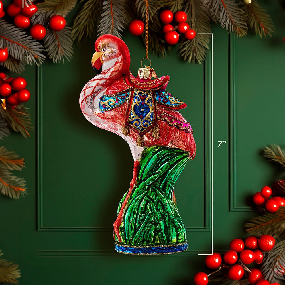 Bellissimo Glass Flamingo Ornament