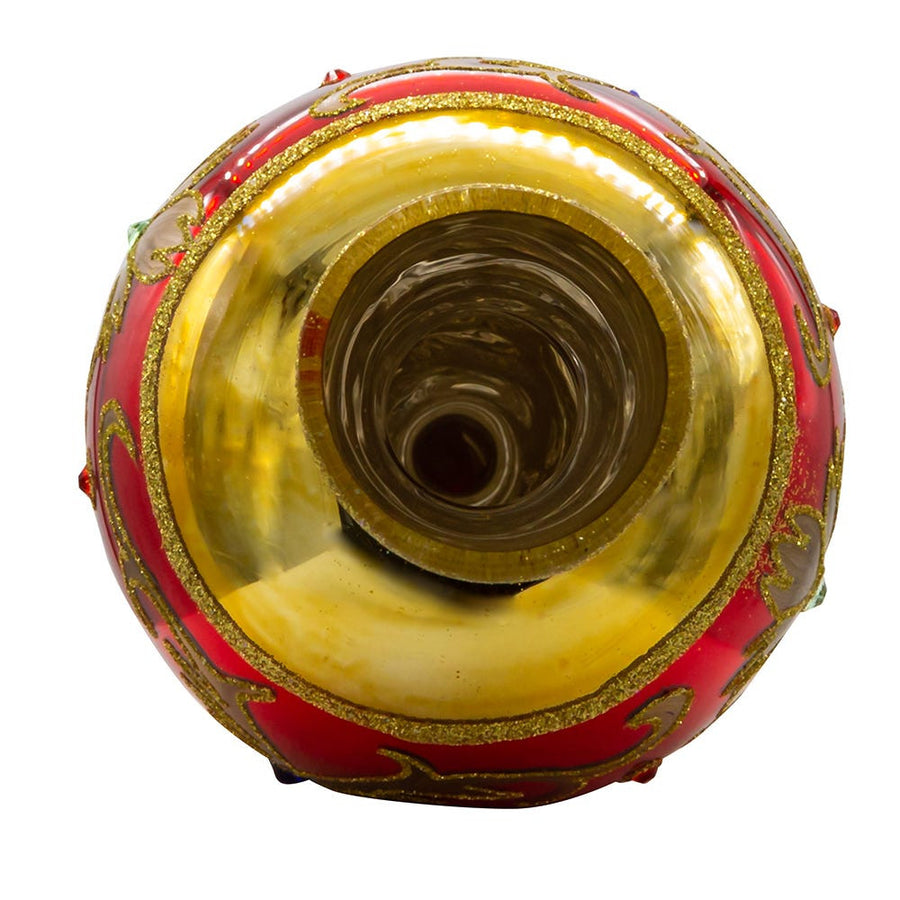 15.75" Bellissimo Glass Red and Gold Finial Treetop