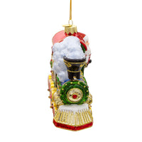 Bellissimo Glass Santa With Train Ornament