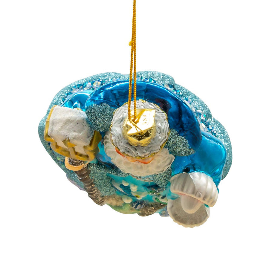 Bellissimo Glass Under The Sea Santa Ornament