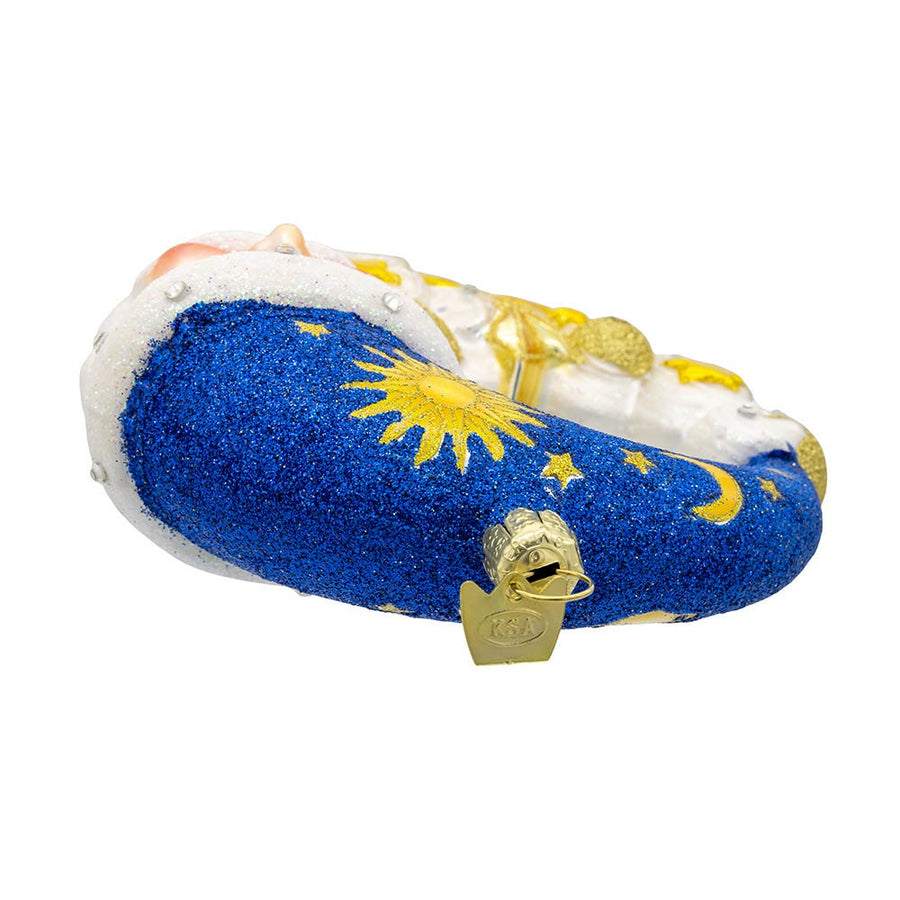Bellissimo Glass Moon Santa Ornament