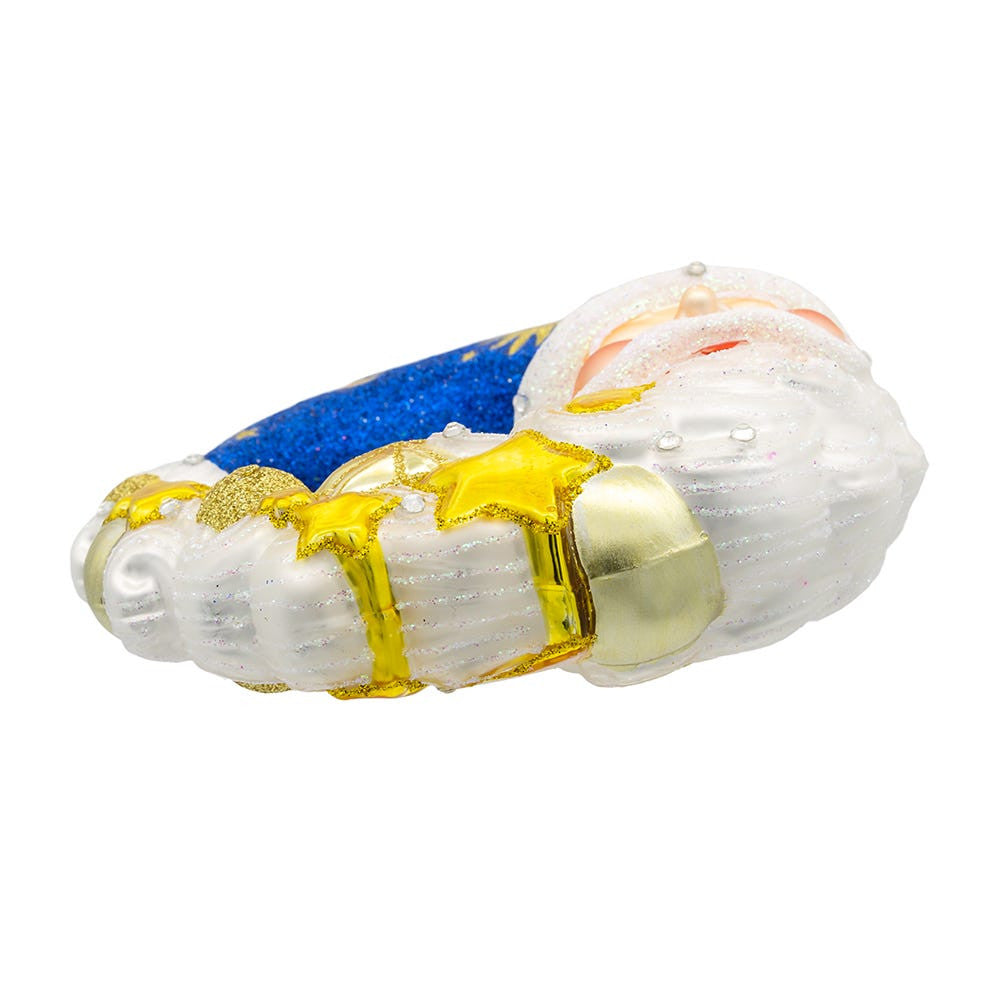 Bellissimo Glass Moon Santa Ornament