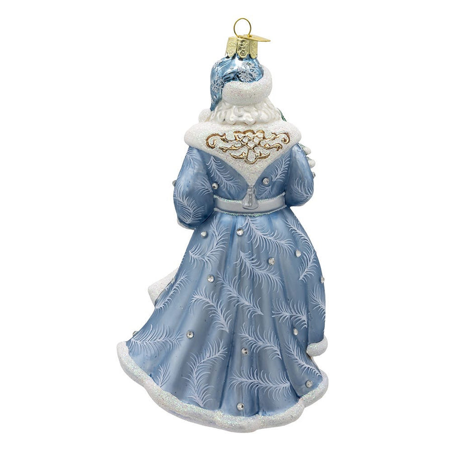 Bellissimo Glass Santa With Tree & Scene Ornament