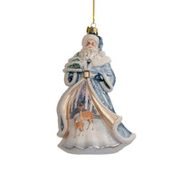 Bellissimo Glass Santa With Tree & Scene Ornament