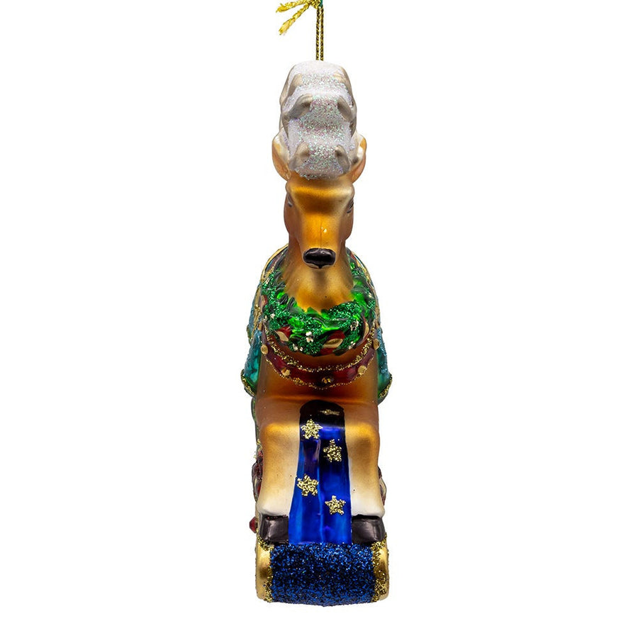Bellissimo Glass Rocking Deer Ornament