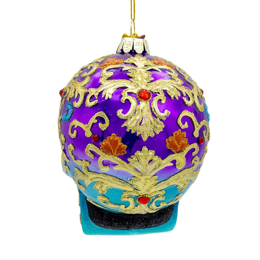 Bellissimo Glass Sugar Skull Ornament