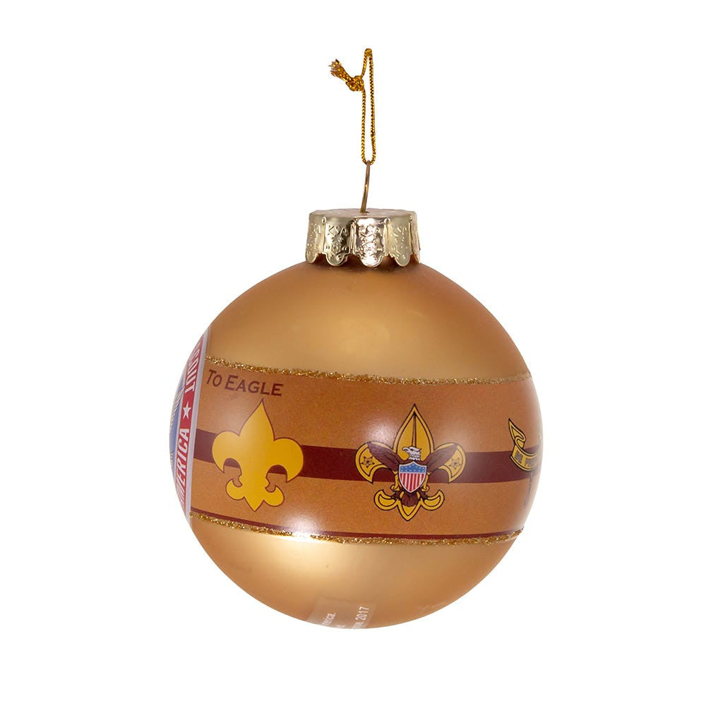 Boy Scouts Of America "The Path To Eagle" Gold Glass Ball Ornament