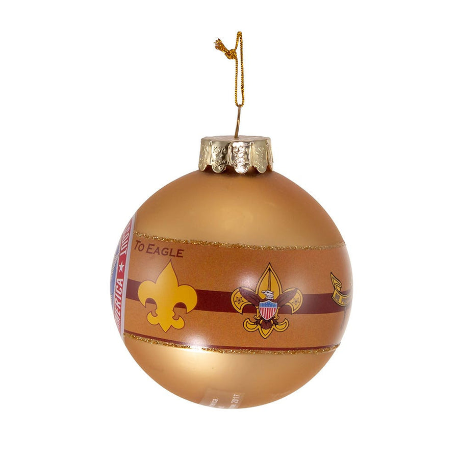 Boy Scouts Of America "The Path To Eagle" Gold Glass Ball Ornament
