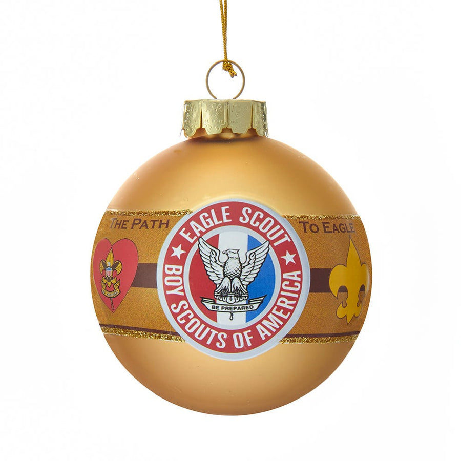 Boy Scouts Of America "The Path To Eagle" Gold Glass Ball Ornament