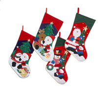 Embroidered Santa and Snowman Stockings