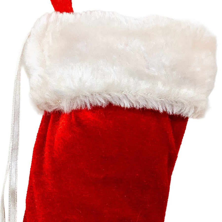 Red Velvet Stocking With White Fur Cuff