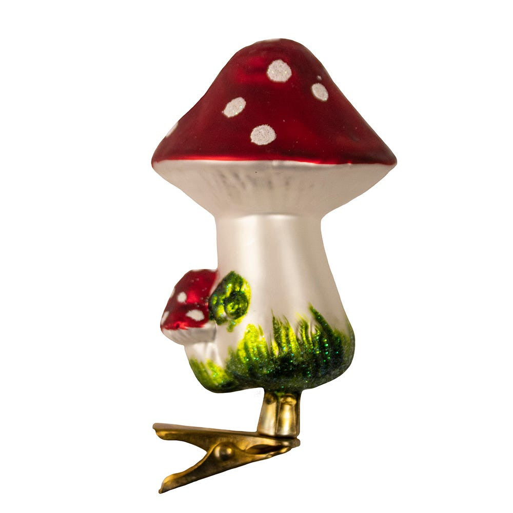 Mushroom Clip-On Glass Ornaments