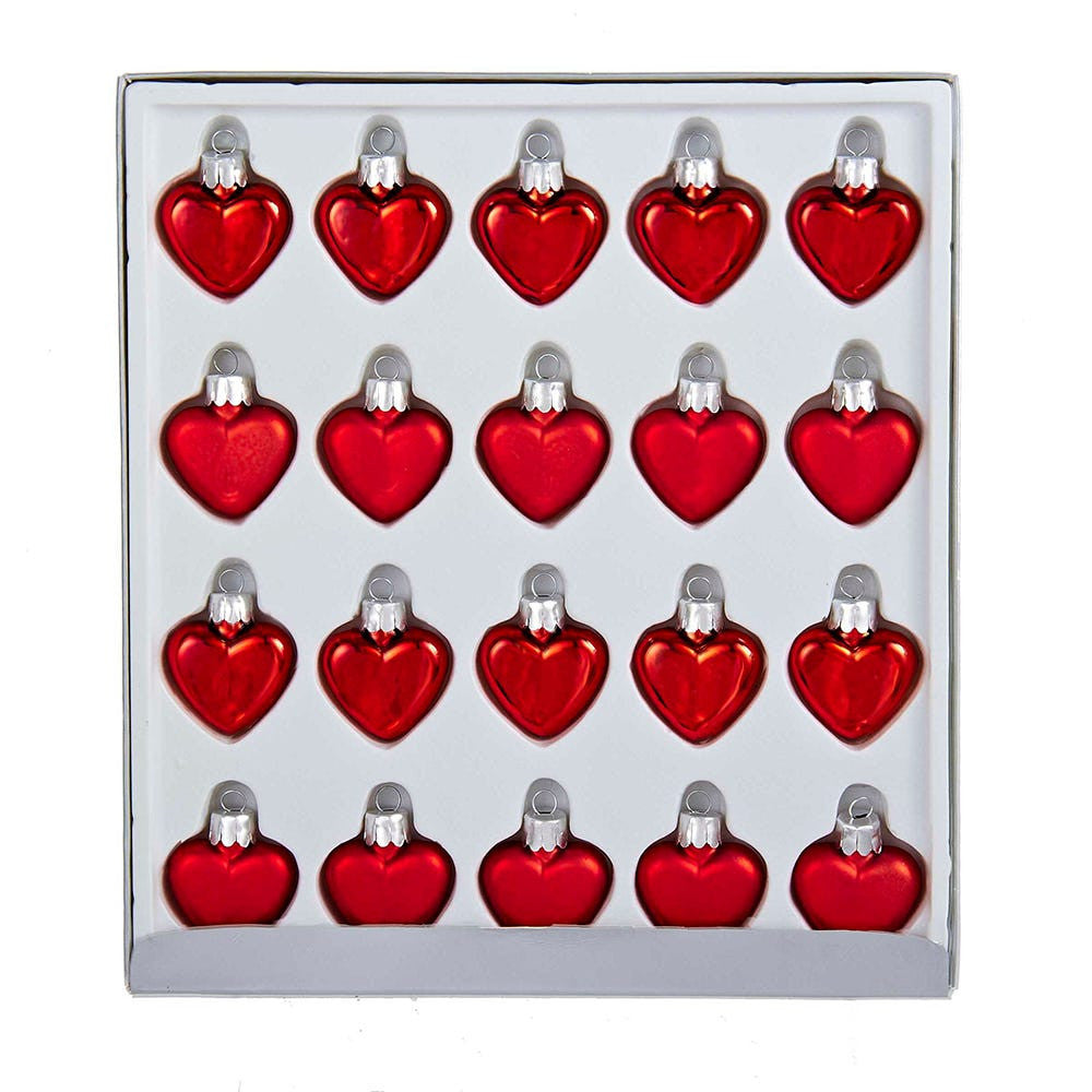 Petite Treasures Red Heart Glass Ornaments
