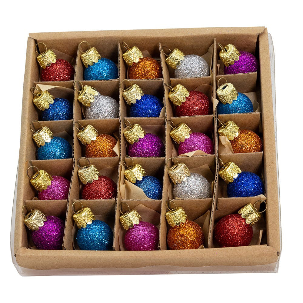 20MM Miniature Glitter Glass Ball Ornaments