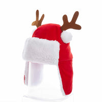Red Plush Santa Hat With Antlers