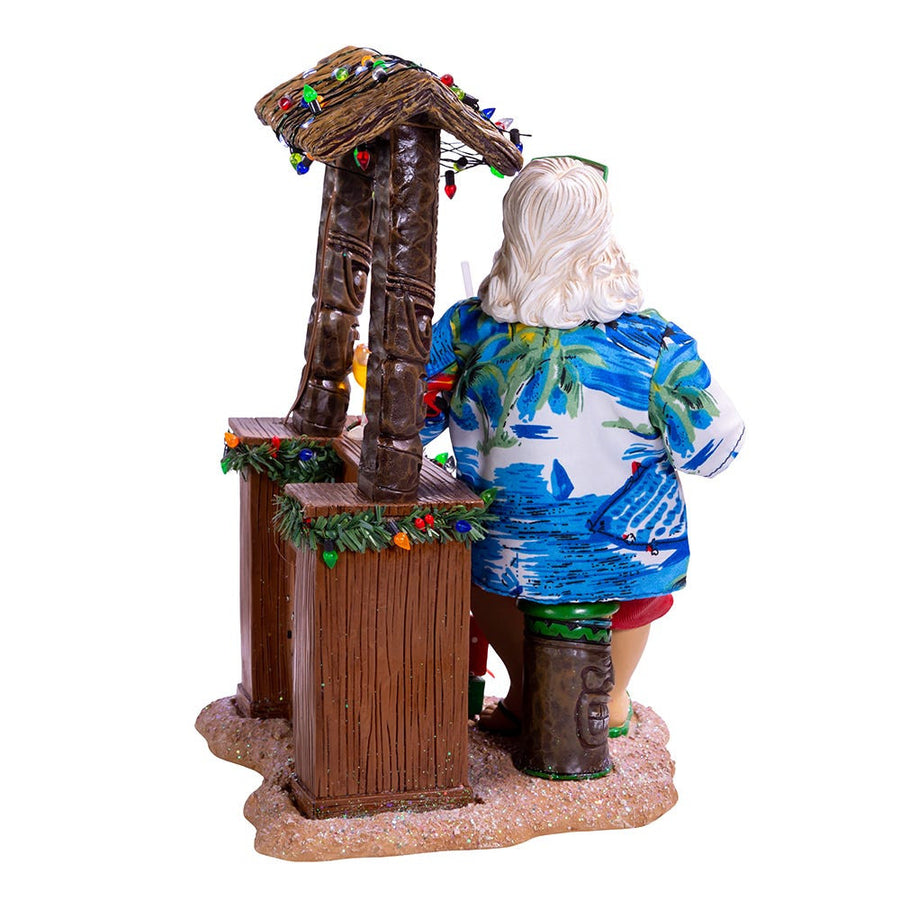 11“ Fabriché™ Beach Santa Sitting At Tiki Bar