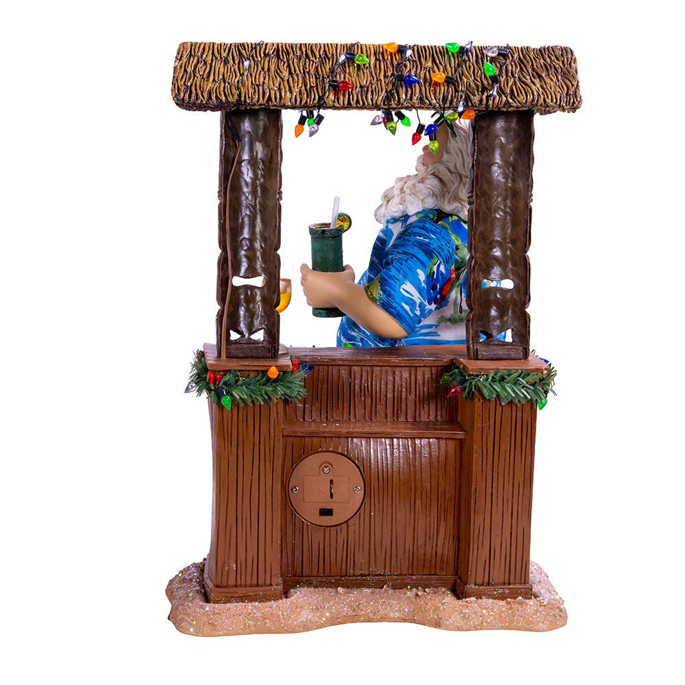 11“ Fabriché™ Beach Santa Sitting At Tiki Bar