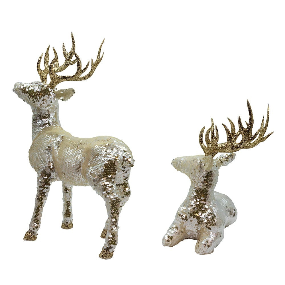 Shiny Gold Standing & Lying Deer Table Pieces