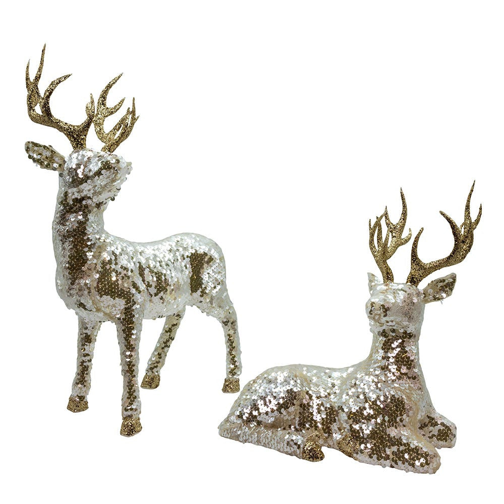 Shiny Gold Standing & Lying Deer Table Pieces
