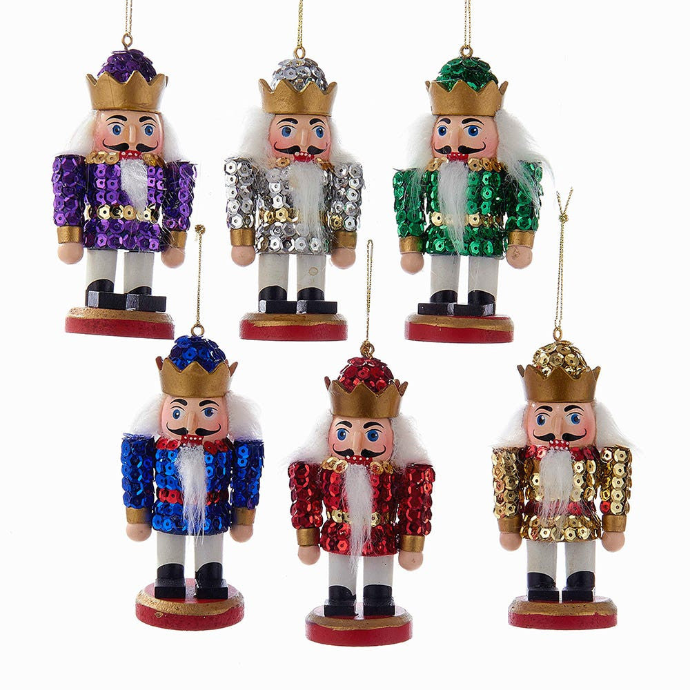 4“ Nutcrackers With Sequins Ornaments